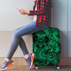Aotearoa Maori Hei Tiki Luggage Cover Kakariki Kowhaiwhai Puhoro Motif