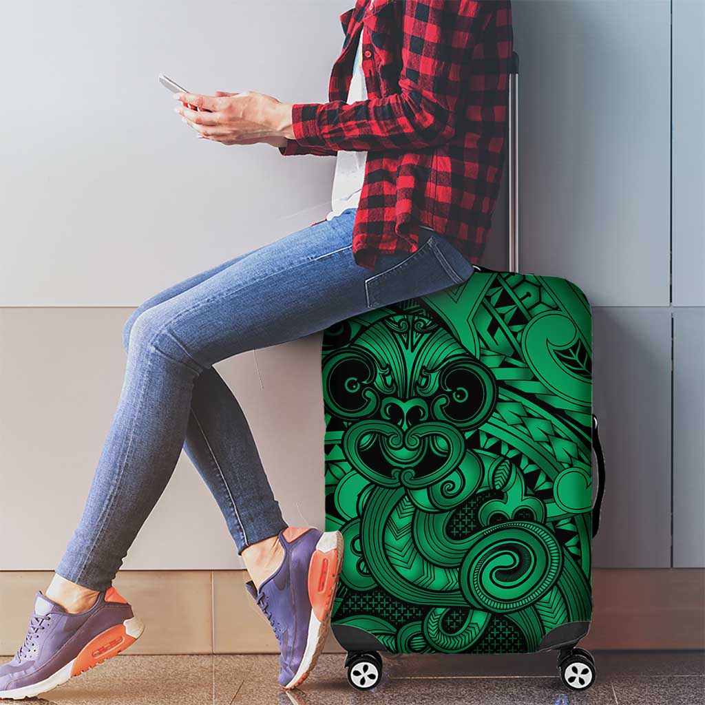 Aotearoa Maori Hei Tiki Luggage Cover Kakariki Kowhaiwhai Puhoro Motif
