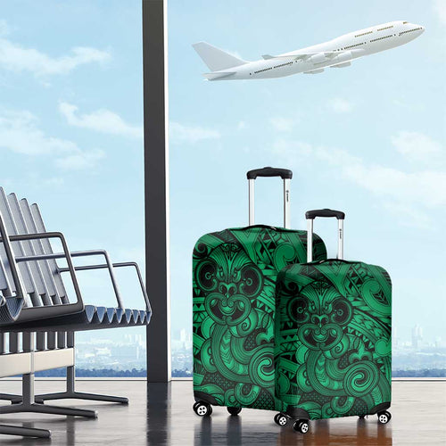 Aotearoa Maori Hei Tiki Luggage Cover Kakariki Kowhaiwhai Puhoro Motif