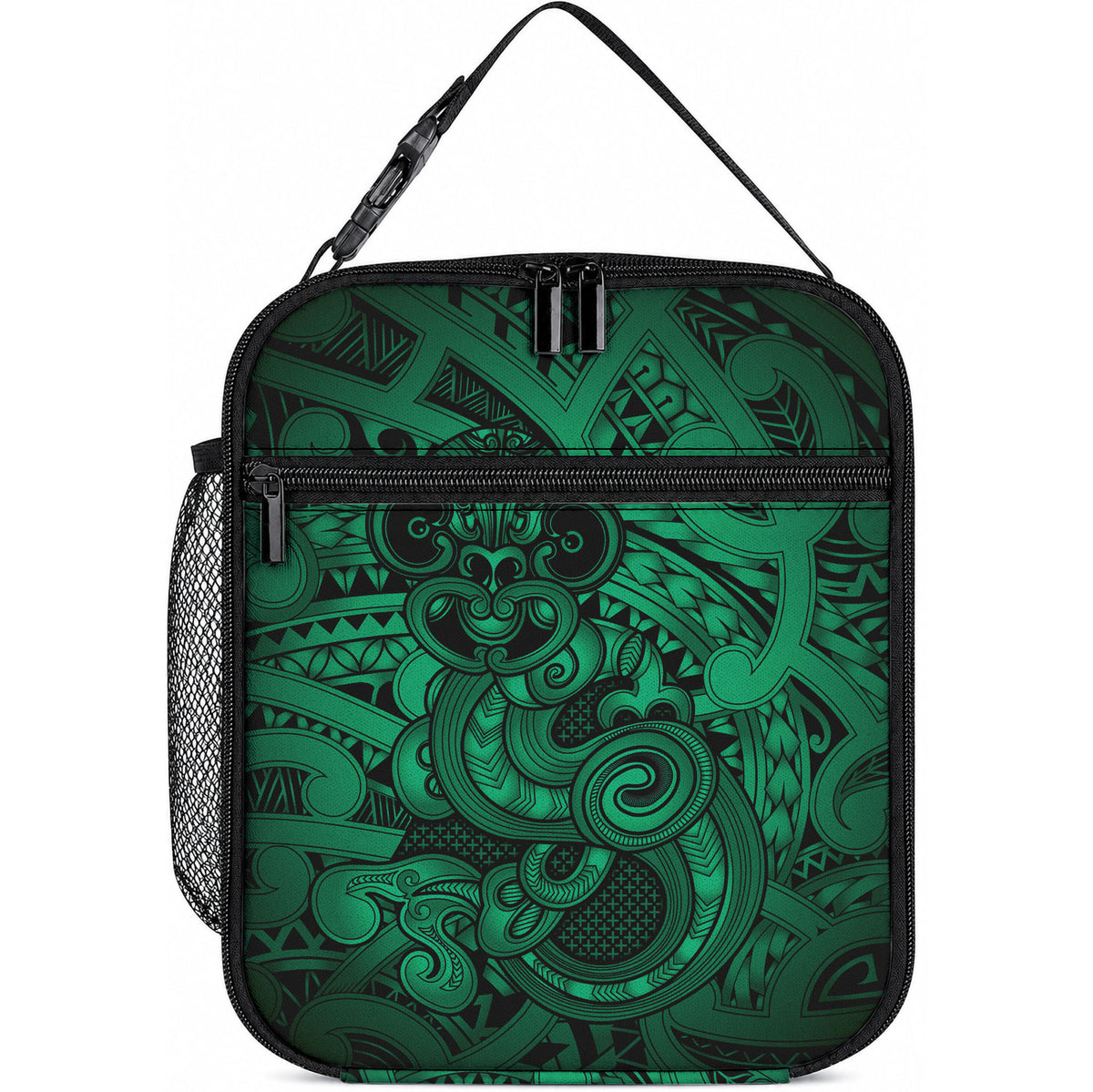 Aotearoa Maori Hei Tiki Lunch Bag Kakariki Kowhaiwhai Puhoro Motif