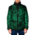 Aotearoa Maori Hei Tiki Padded Jacket Kakariki Kowhaiwhai Puhoro Motif
