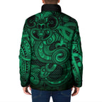 Aotearoa Maori Hei Tiki Padded Jacket Kakariki Kowhaiwhai Puhoro Motif