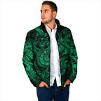 Aotearoa Maori Hei Tiki Padded Jacket Kakariki Kowhaiwhai Puhoro Motif