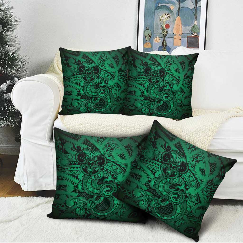 Aotearoa Maori Hei Tiki Pillow Cover Kakariki Kowhaiwhai Puhoro Motif