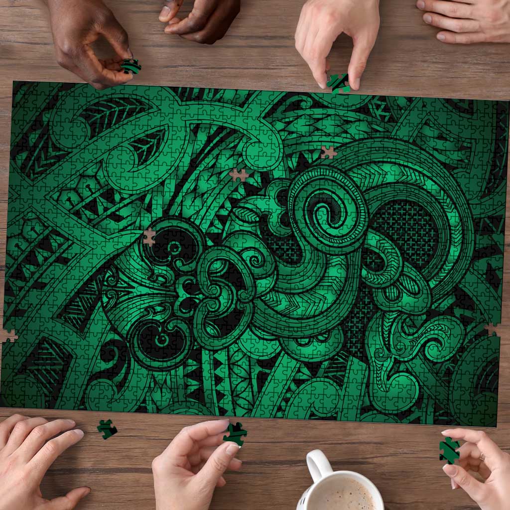 Aotearoa Maori Hei Tiki Puzzle Kakariki Kowhaiwhai Puhoro Motif