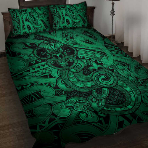 Aotearoa Maori Hei Tiki Quilt Bed Set Kakariki Kowhaiwhai Puhoro Motif