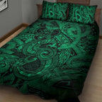 Aotearoa Maori Hei Tiki Quilt Bed Set Kakariki Kowhaiwhai Puhoro Motif