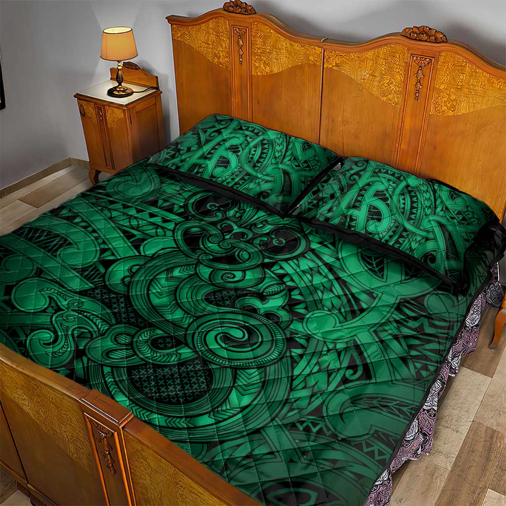 Aotearoa Maori Hei Tiki Quilt Bed Set Kakariki Kowhaiwhai Puhoro Motif