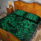Aotearoa Maori Hei Tiki Quilt Bed Set Kakariki Kowhaiwhai Puhoro Motif
