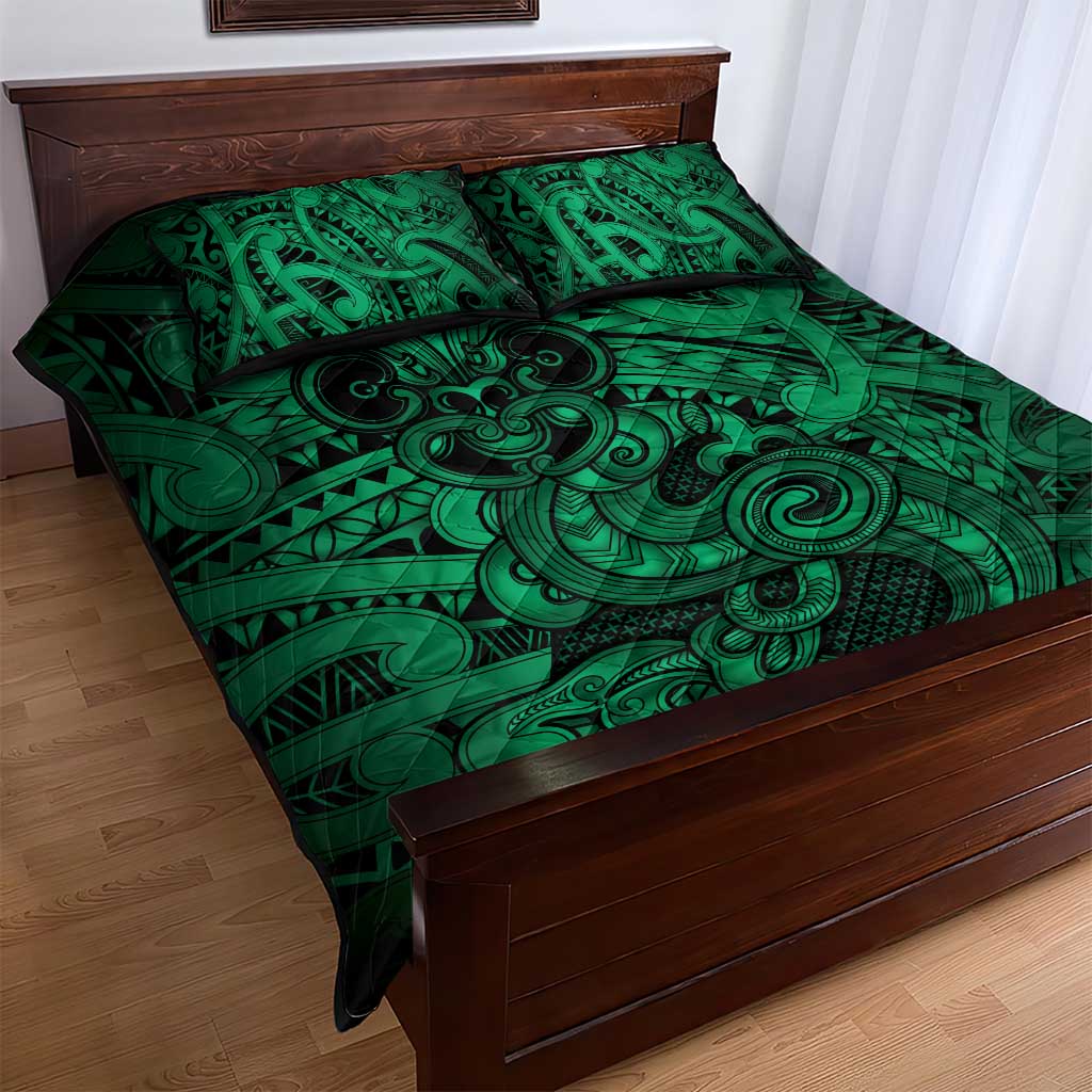 Aotearoa Maori Hei Tiki Quilt Bed Set Kakariki Kowhaiwhai Puhoro Motif
