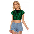 Aotearoa Maori Hei Tiki Raglan Cropped T Shirt Kakariki Kowhaiwhai Puhoro Motif