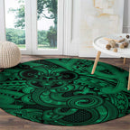 Aotearoa Maori Hei Tiki Round Carpet Kakariki Kowhaiwhai Puhoro Motif