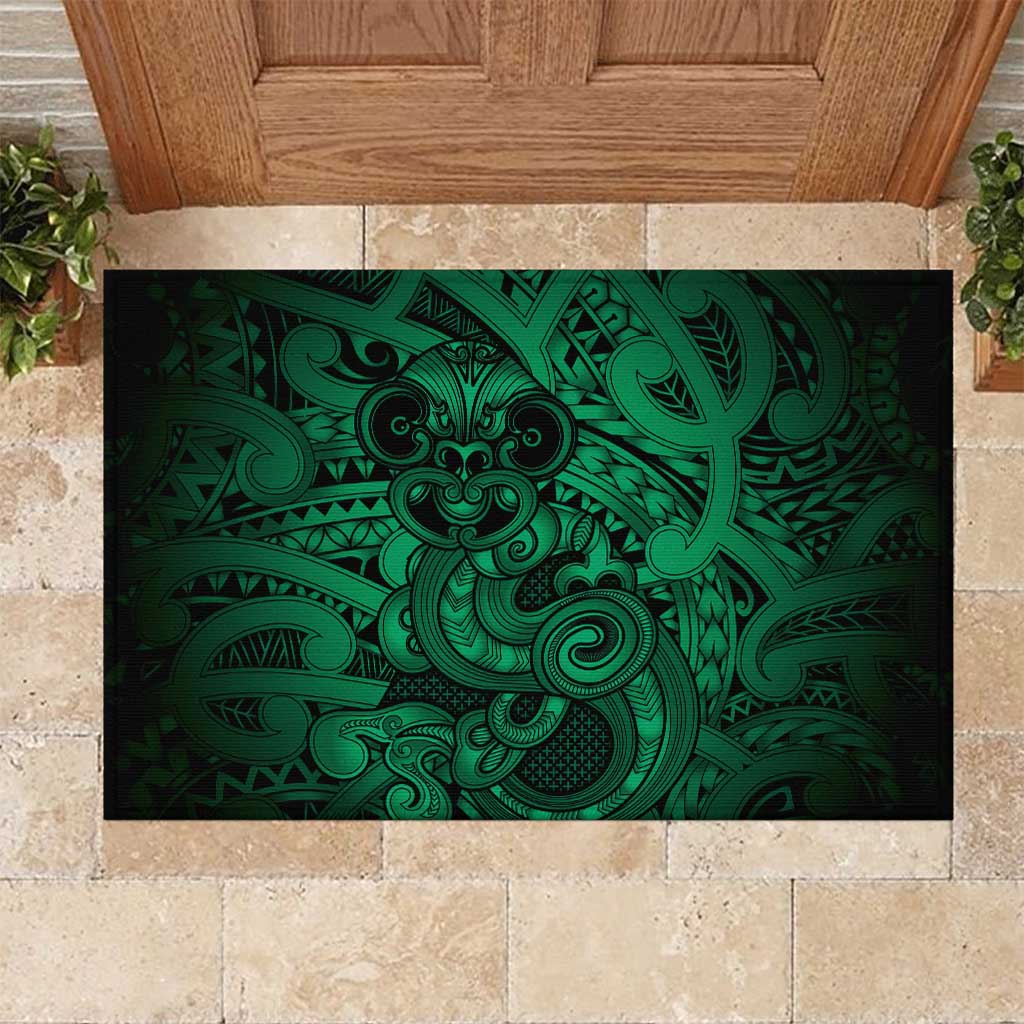Aotearoa Maori Hei Tiki Rubber Doormat Kakariki Kowhaiwhai Puhoro Motif
