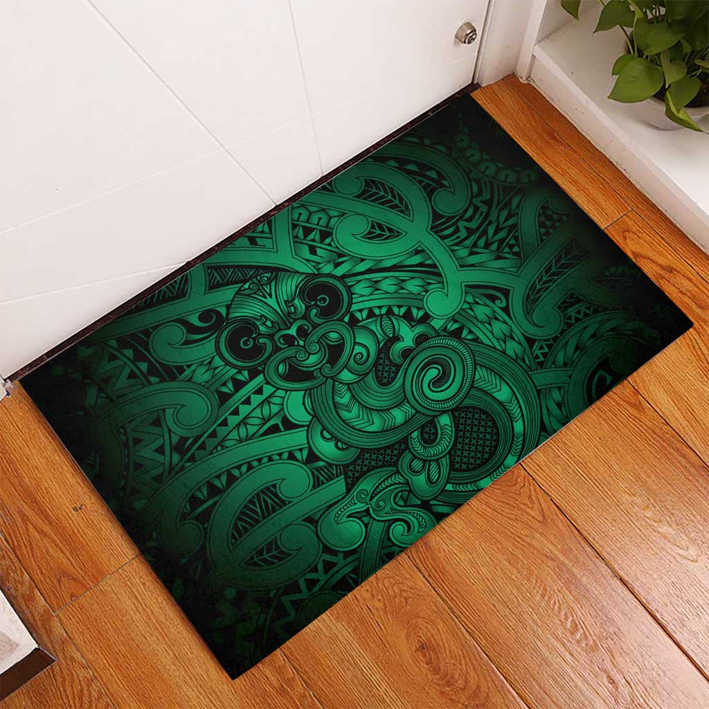 Aotearoa Maori Hei Tiki Rubber Doormat Kakariki Kowhaiwhai Puhoro Motif
