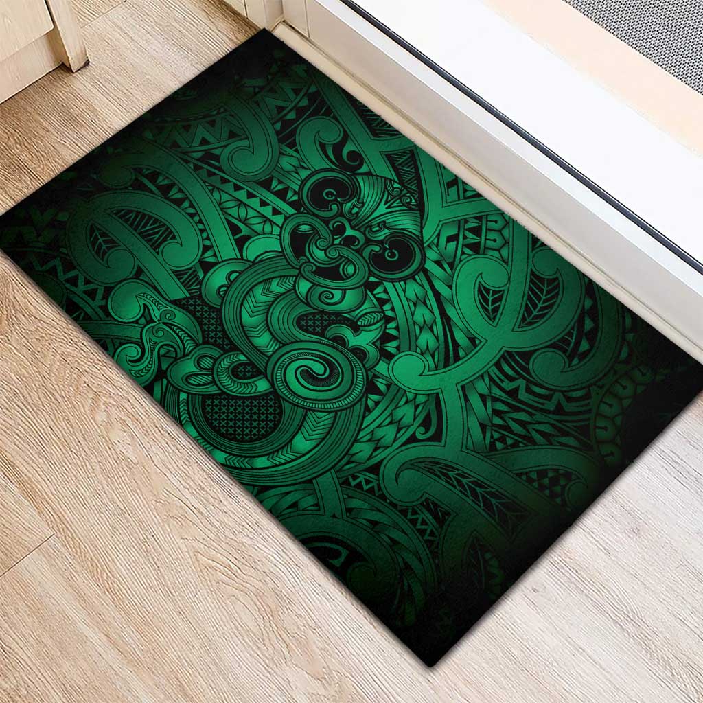 Aotearoa Maori Hei Tiki Rubber Doormat Kakariki Kowhaiwhai Puhoro Motif