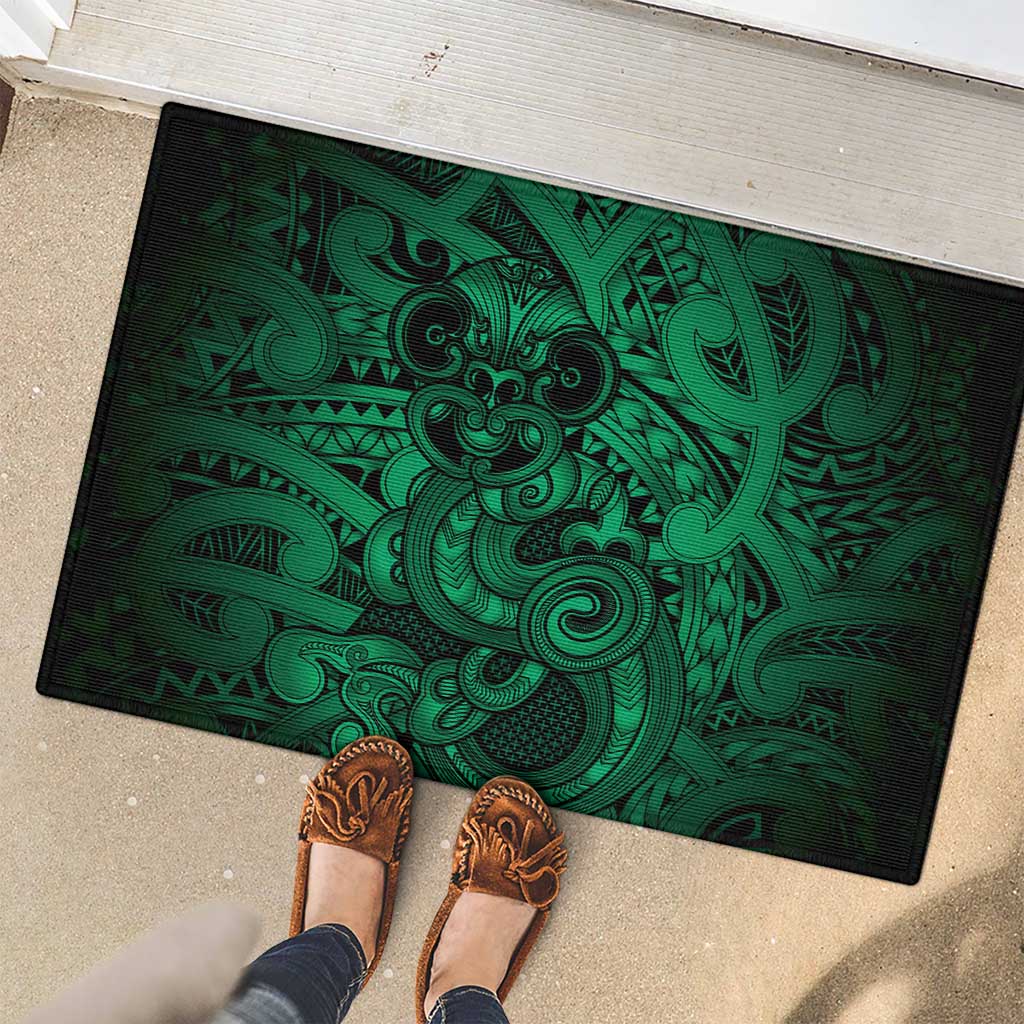 Aotearoa Maori Hei Tiki Rubber Doormat Kakariki Kowhaiwhai Puhoro Motif
