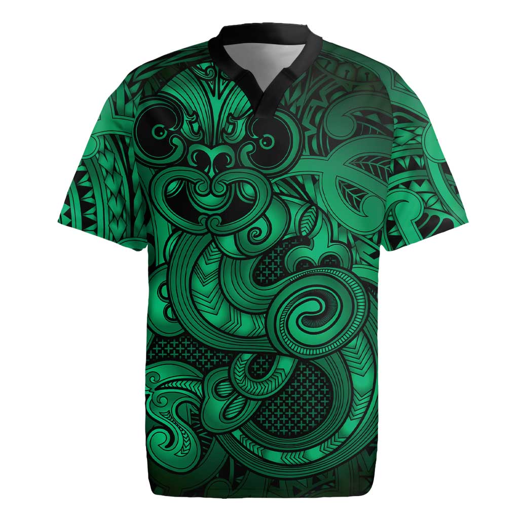 Aotearoa Maori Hei Tiki Rugby Jersey Kakariki Kowhaiwhai Puhoro Motif