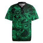 Aotearoa Maori Hei Tiki Rugby Jersey Kakariki Kowhaiwhai Puhoro Motif