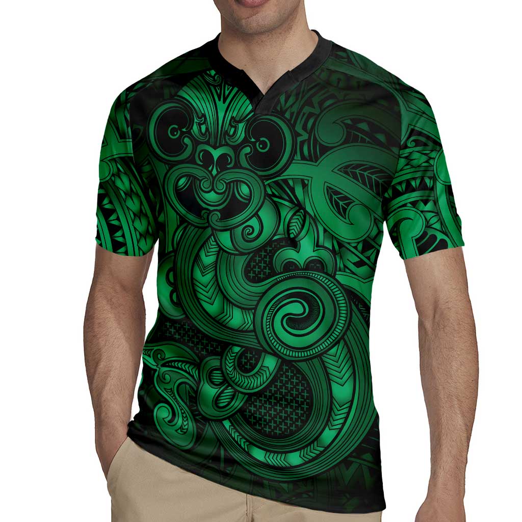 Aotearoa Maori Hei Tiki Rugby Jersey Kakariki Kowhaiwhai Puhoro Motif