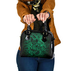 Aotearoa Maori Hei Tiki Shoulder Handbag Kakariki Kowhaiwhai Puhoro Motif