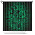 Aotearoa Maori Hei Tiki Shower Curtain Kakariki Kowhaiwhai Puhoro Motif