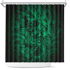 Aotearoa Maori Hei Tiki Shower Curtain Kakariki Kowhaiwhai Puhoro Motif