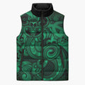 Aotearoa Maori Hei Tiki Sleeveless Puffer Jacket Kakariki Kowhaiwhai Puhoro Motif