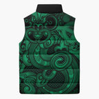 Aotearoa Maori Hei Tiki Sleeveless Puffer Jacket Kakariki Kowhaiwhai Puhoro Motif