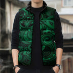 Aotearoa Maori Hei Tiki Sleeveless Puffer Jacket Kakariki Kowhaiwhai Puhoro Motif