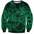 Aotearoa Maori Hei Tiki Sweatshirt Kakariki Kowhaiwhai Puhoro Motif