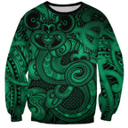 Aotearoa Maori Hei Tiki Sweatshirt Kakariki Kowhaiwhai Puhoro Motif
