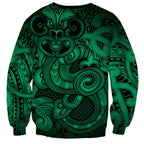 Aotearoa Maori Hei Tiki Sweatshirt Kakariki Kowhaiwhai Puhoro Motif