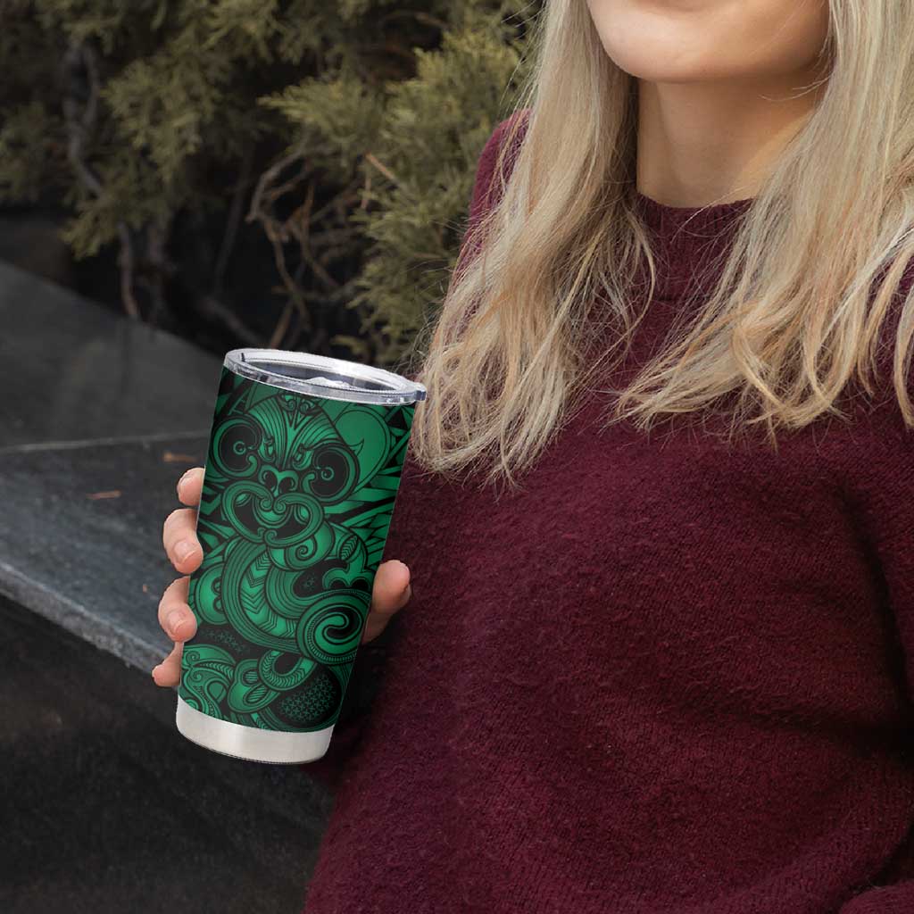 Aotearoa Maori Hei Tiki Tumbler Cup Kakariki Kowhaiwhai Puhoro Motif