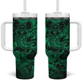 Aotearoa Maori Hei Tiki Tumbler With Handle Kakariki Kowhaiwhai Puhoro Motif