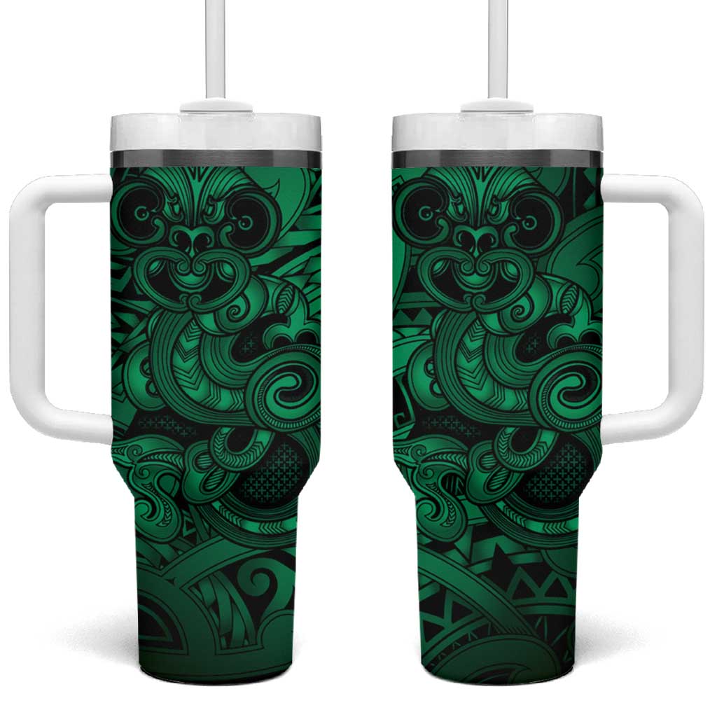 Aotearoa Maori Hei Tiki Tumbler With Handle Kakariki Kowhaiwhai Puhoro Motif