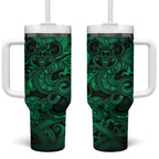 Aotearoa Maori Hei Tiki Tumbler With Handle Kakariki Kowhaiwhai Puhoro Motif