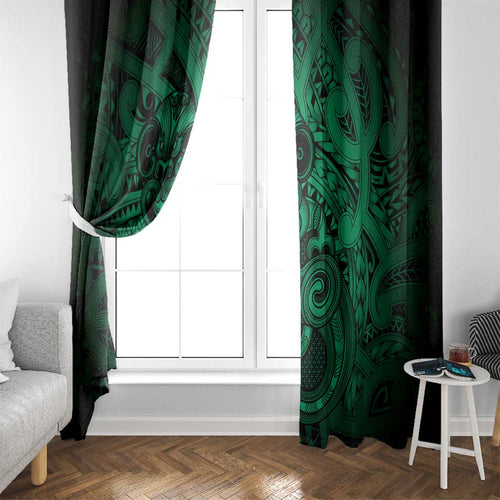 Aotearoa Maori Hei Tiki Window Curtain Kakariki Kowhaiwhai Puhoro Motif