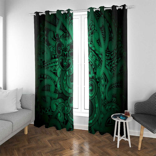 Aotearoa Maori Hei Tiki Window Curtain Kakariki Kowhaiwhai Puhoro Motif