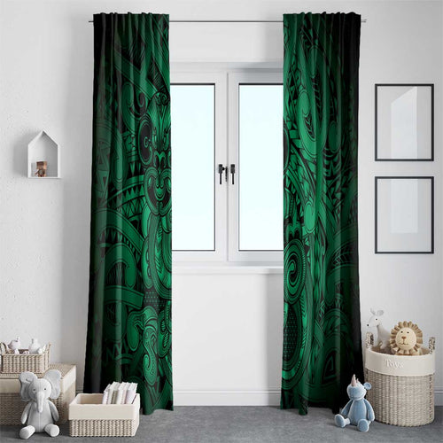 Aotearoa Maori Hei Tiki Window Curtain Kakariki Kowhaiwhai Puhoro Motif