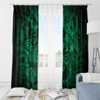 Aotearoa Maori Hei Tiki Window Curtain Kakariki Kowhaiwhai Puhoro Motif