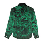 Aotearoa Maori Hei Tiki Women Casual Shirt Kakariki Kowhaiwhai Puhoro Motif