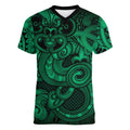 Aotearoa Maori Hei Tiki Women V-Neck T-Shirt Kakariki Kowhaiwhai Puhoro Motif