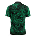 Aotearoa Maori Hei Tiki Zipper Polo Shirt Kakariki Kowhaiwhai Puhoro Motif