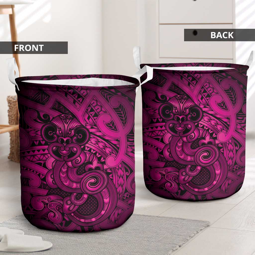 Aotearoa Maori Hei Tiki Laundry Basket Mawhero Kowhaiwhai Puhoro Motif