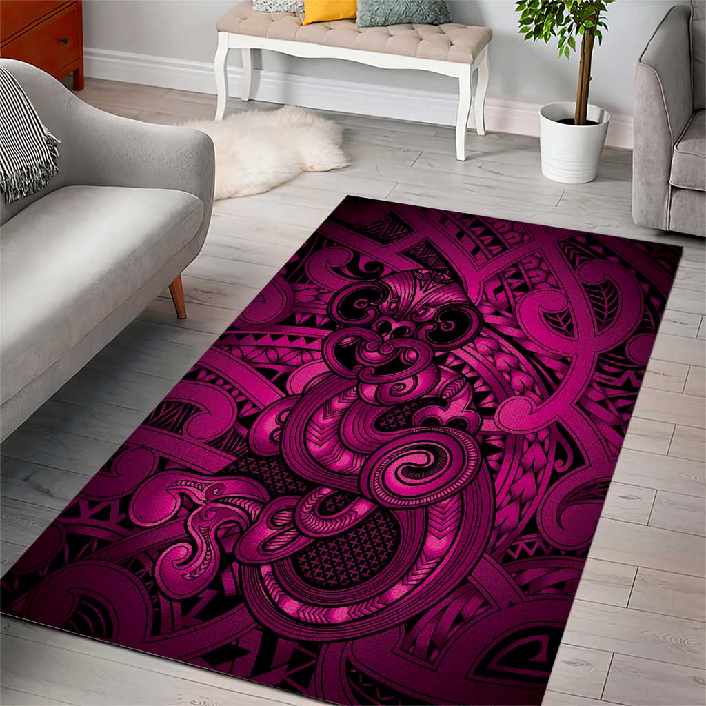 Aotearoa Maori Hei Tiki Area Rug Mawhero Kowhaiwhai Puhoro Motif