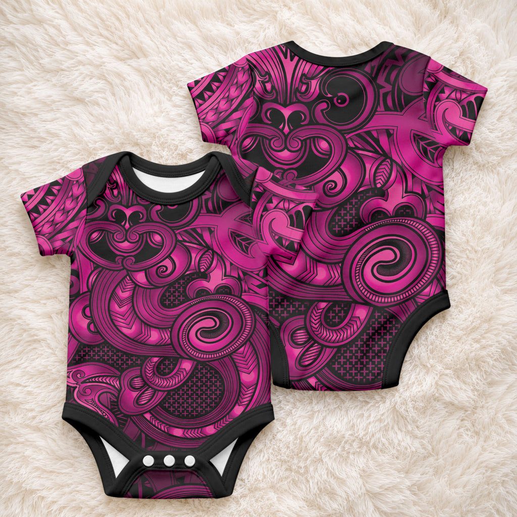 Aotearoa Maori Hei Tiki Baby Onesie Mawhero Kowhaiwhai Puhoro Motif