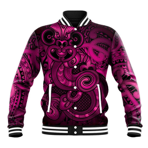 Aotearoa Maori Hei Tiki Baseball Jacket Mawhero Kowhaiwhai Puhoro Motif