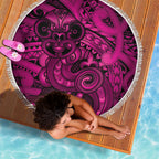Aotearoa Maori Hei Tiki Beach Blanket Mawhero Kowhaiwhai Puhoro Motif