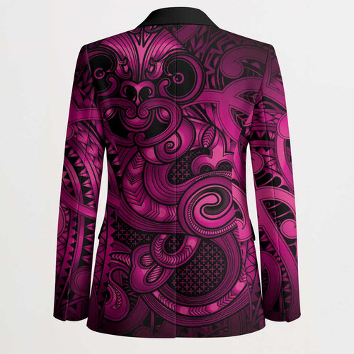 Aotearoa Maori Hei Tiki Blazer Mawhero Kowhaiwhai Puhoro Motif
