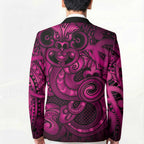 Aotearoa Maori Hei Tiki Blazer Mawhero Kowhaiwhai Puhoro Motif